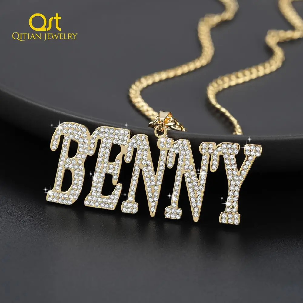 Personalized Custom Name italic letters Cuban Chain Necklace/Pendant hip-hop High Stainless Steel Bling Jewelry Women Men Gifts