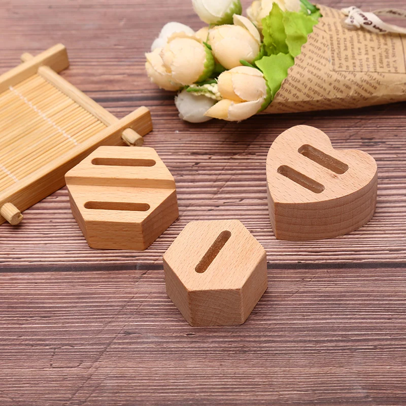 Wooden Hexagon Heart-shaped Ring Jewelry Box Container Wedding Ring Box For Earrings Necklace Bracelet Display Gift Box Holder