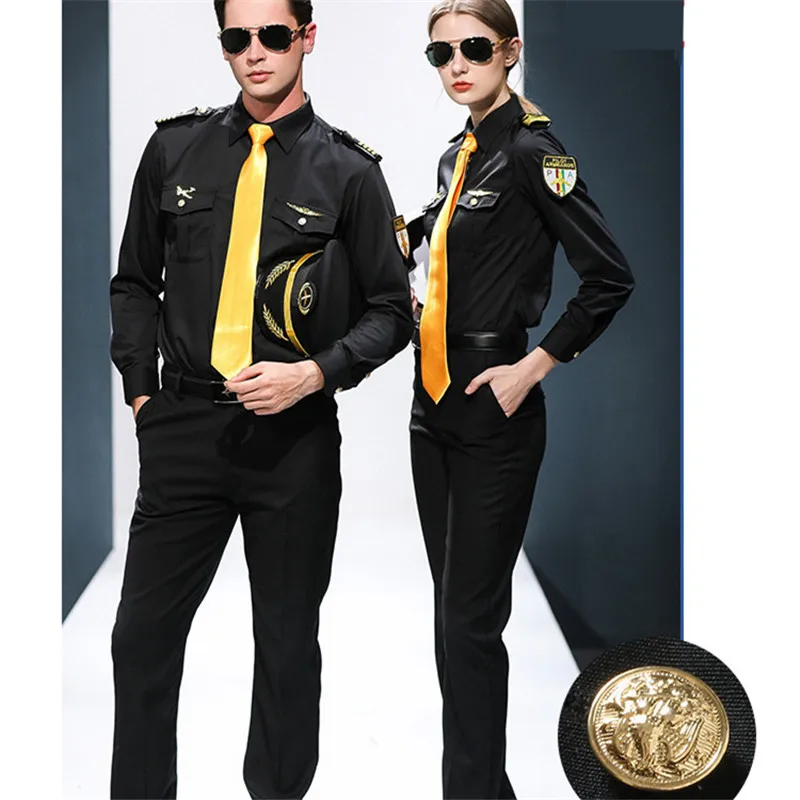 Women Shirt Hotel Bar\'s Work Clothes Long Sleeve Spring Autumn Airline Uniform Office Lady Suit For Stewardess Cosplay Show