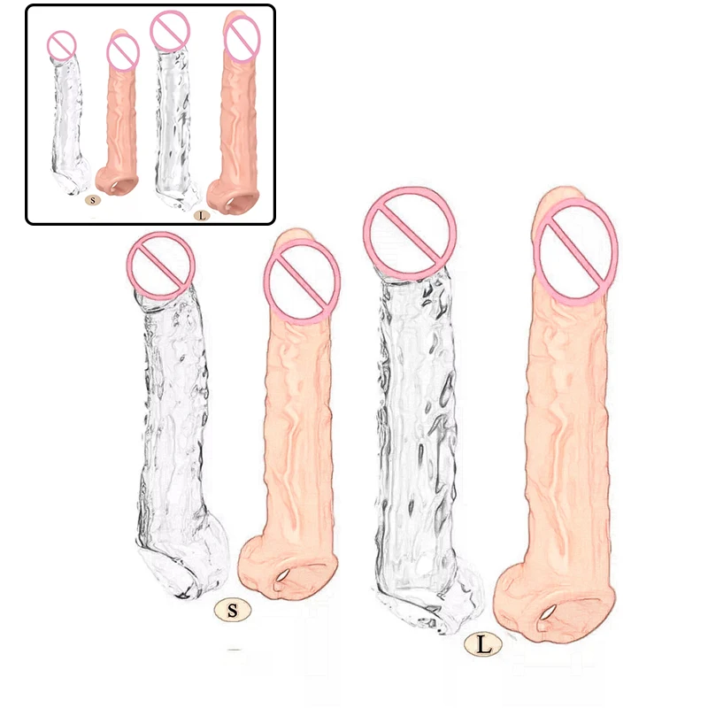 

S/L Dildo Penis Sleeve Reusable Comdom Sex Toys for Men Penis Extender Dick Cock Extension Delay Ejaculation Penis for Sex