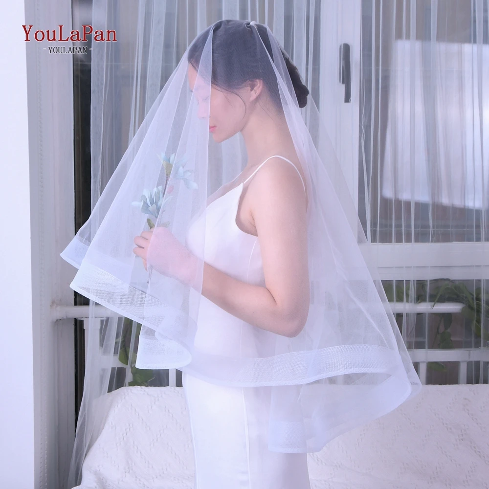 YouLaPan V69 velo de boda de 2 capas para mujer, velo gótico de lujo, velo blanco con peine, diadema de malla, velo de Tiara nupcial