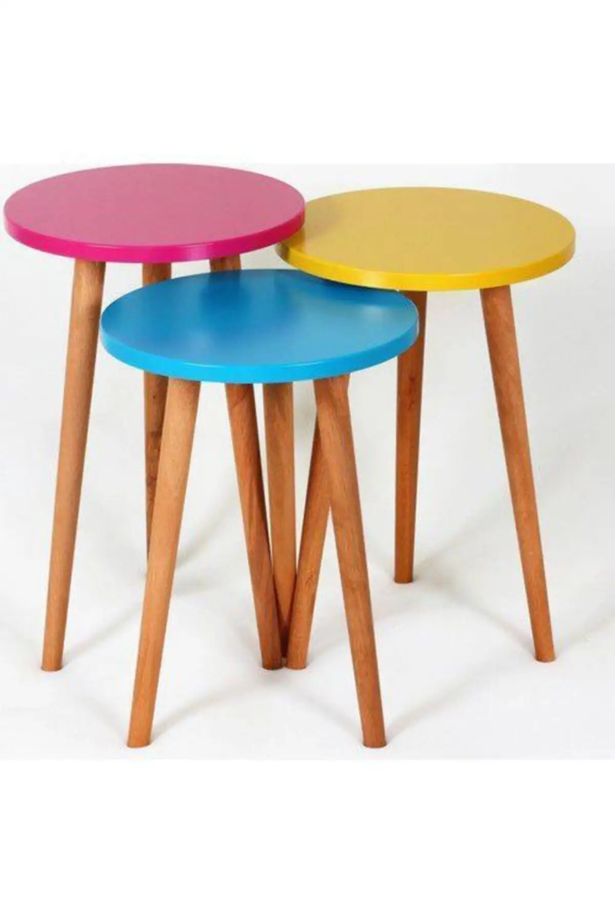 Pcs set Zigon Coffee Table Mdf Yellow Blue Fuchsia Triple Serving Stand Rainbow Side Coffee Table