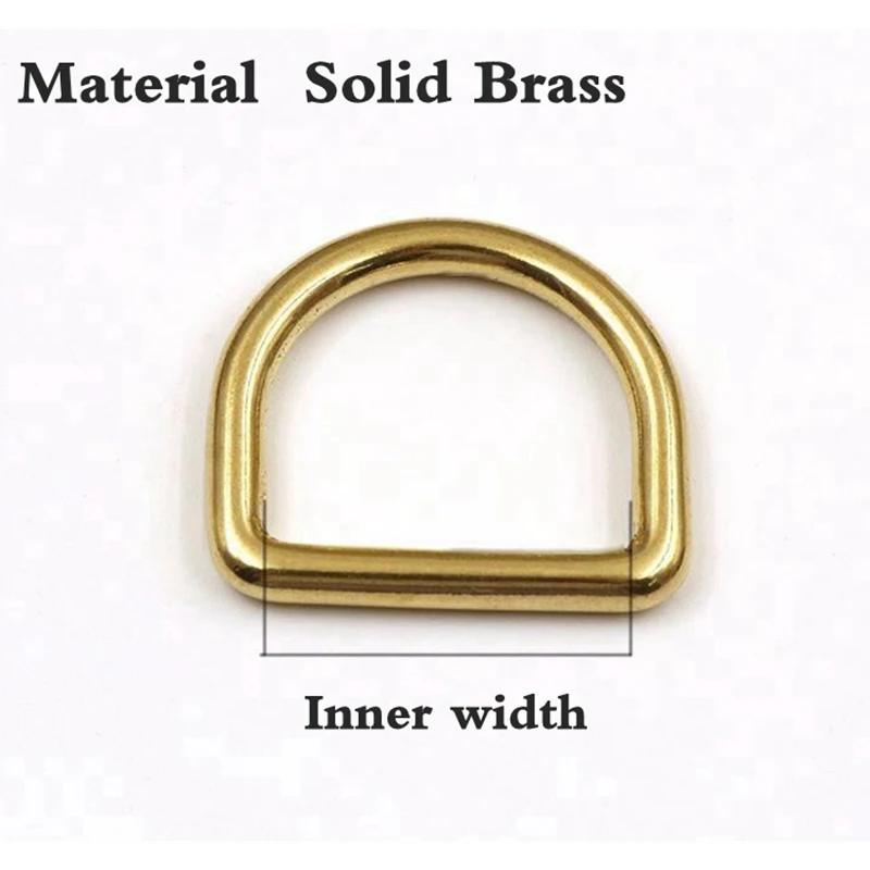 2 Pcs Solid Brass D Rings (13-45mm) Inner Width Nonwelded Loops For Straps Bags Purses Belts Leather Craft Accessories