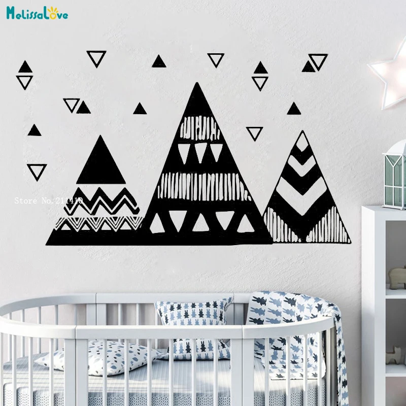 Geometric Large Size Three Mountains Wall Stickers For Kids Boys Decor Building Sdlf-adhesive DIY Decals Unique Gift YT4532