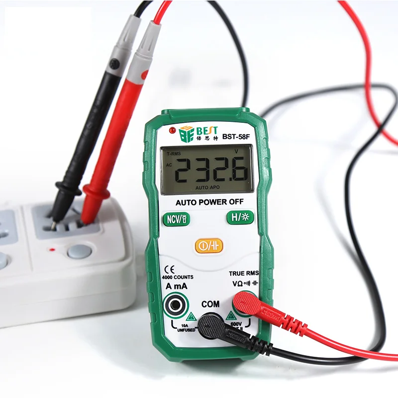 Multímetro Digital de rango automático con pantalla LCD, medidor de resistencia de corriente de voltaje CA/CC, probador de frecuencia de capacitancia, BST-58F