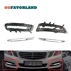 4Pcs Set Frontschürze Nebel Licht Kühlergrill Abdeckung + Chrome Trim Molding Links Rechts Für Mercedes-Benz W212 e350 E400 E550 2012 2013