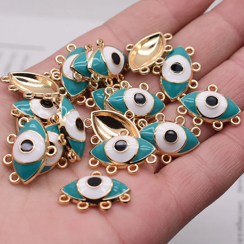 6pcs Evil Blue Eye Charm Jewelry Connectors Charms Pendant Alloy Enamel Turkish eye Connectors Charms For Jewelry Making Earring