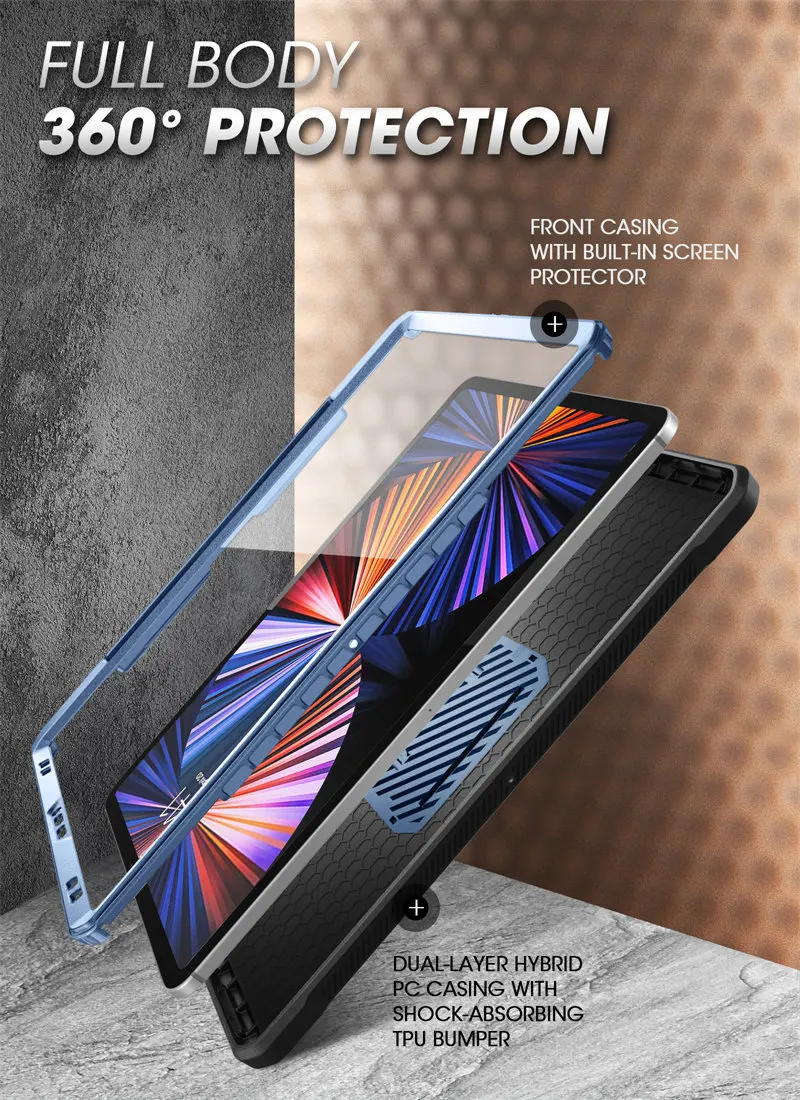 SUPCASE For iPad Pro 12.9 Case (2022/2021/2020) UB Pro Full-Body Rugged Kickstand Protective Case with Built-in Screen Protector