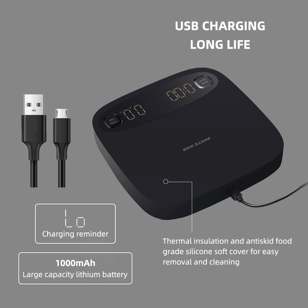 شاشة تعمل باللمس الإلكترونية الرقمية مقياس القهوة مع الموقت شحن USB المطبخ وزنها جداول شاشة الكريستال السائل قياس أدوات 2 كجم/0.1 جرام