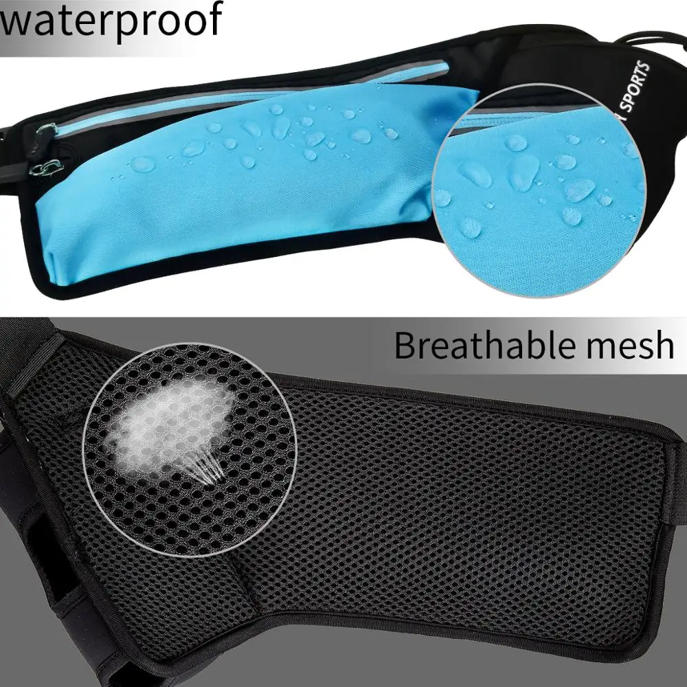 HAISSKY Waterproof Waist Bag Running Belt Sports Jogging Gym Men's Women's  Pack For Phone Unisex Women Men Fitness Water Bottle