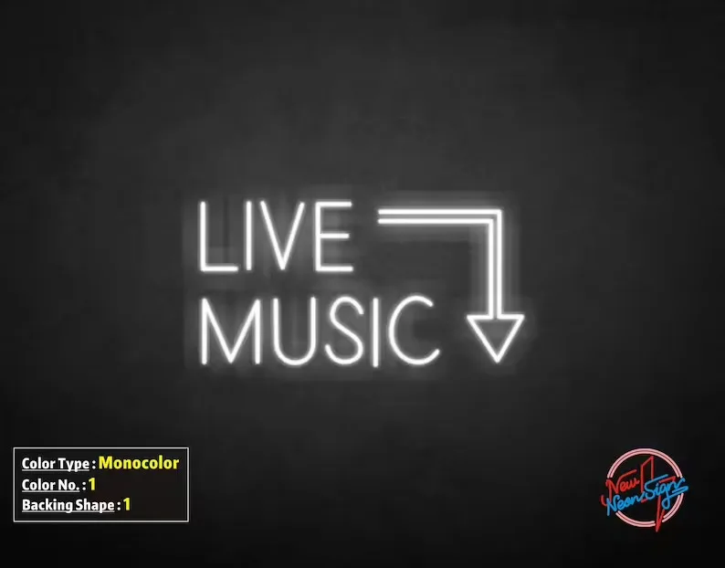 Live Music Handmade Custom LED Neon Sign,Wedding Light Sign,Neon LED Sign,Neon Lights,Neon Sign Bedroom Girl,LED Neon