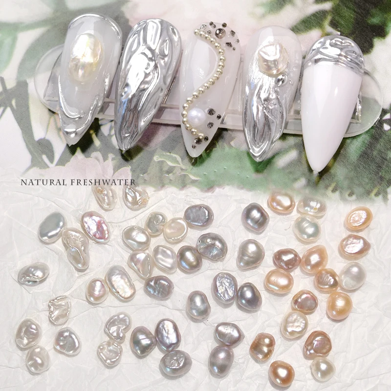 10pcs 3D Irregular Natural Pearls Nail Art Decoration Japanese Style Pearl Jewelry Ornament Nacre Classical Manicure Accessories