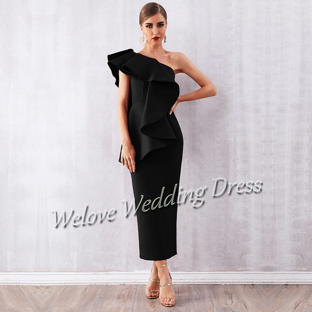 Elegancka matka panny młodej jedno ramię do kostek szczupły prosty gość szeroki zwężony zamek z powrotem pan młody mama Bridal Vestidos