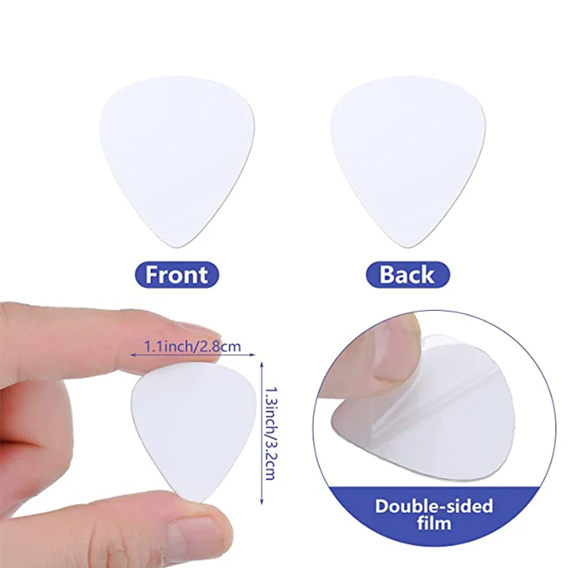 White Sublimation Guitar Picks Single Double Sided Metal Guitar Picks White Aluminum Bass Picks For DIY Print Women Men Gifts