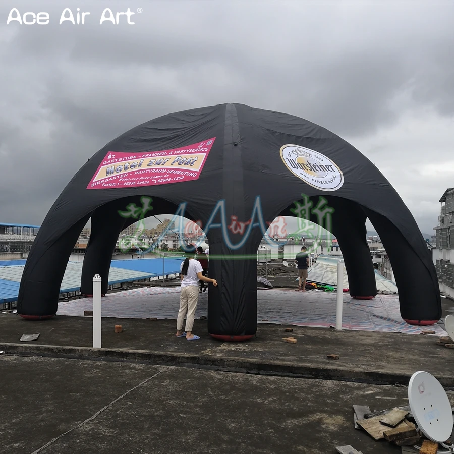 Palloncino per tenda ragno di colore nero a 6 gambe da 10 m di diametro con ventilatore adatto in vendita