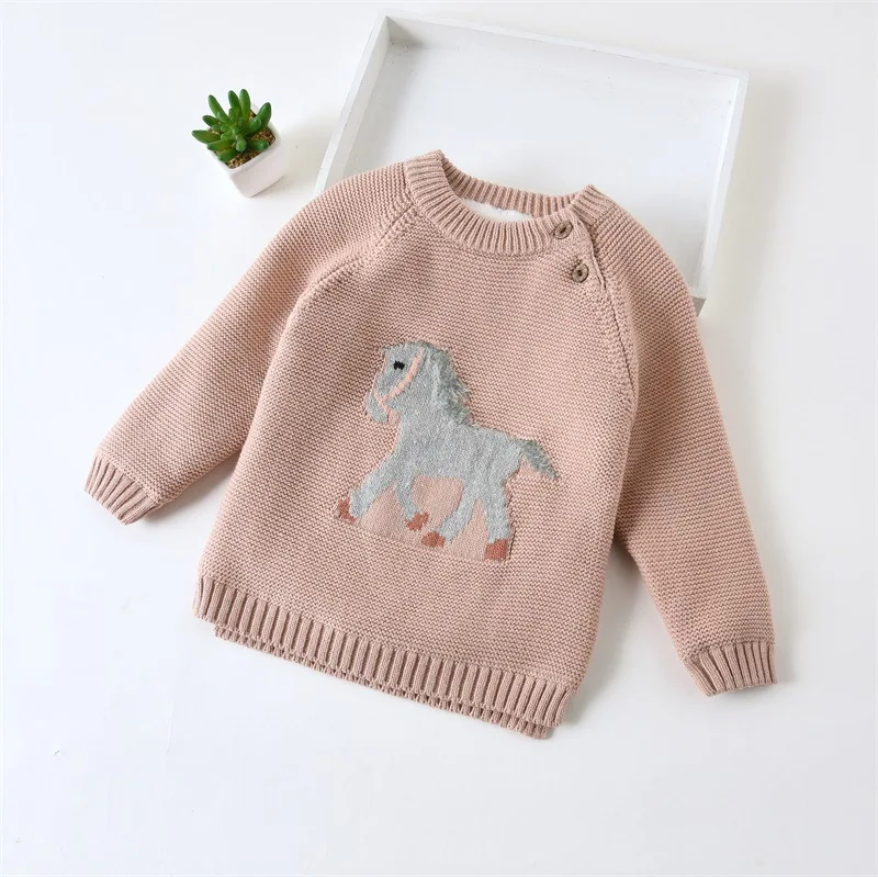 Baby Sweater Newborn Baby Boys Sweaters Thick Fleece horse Kids Sweaters Toddler Cardiagn Knitted Baby Clothes Girls Sweater