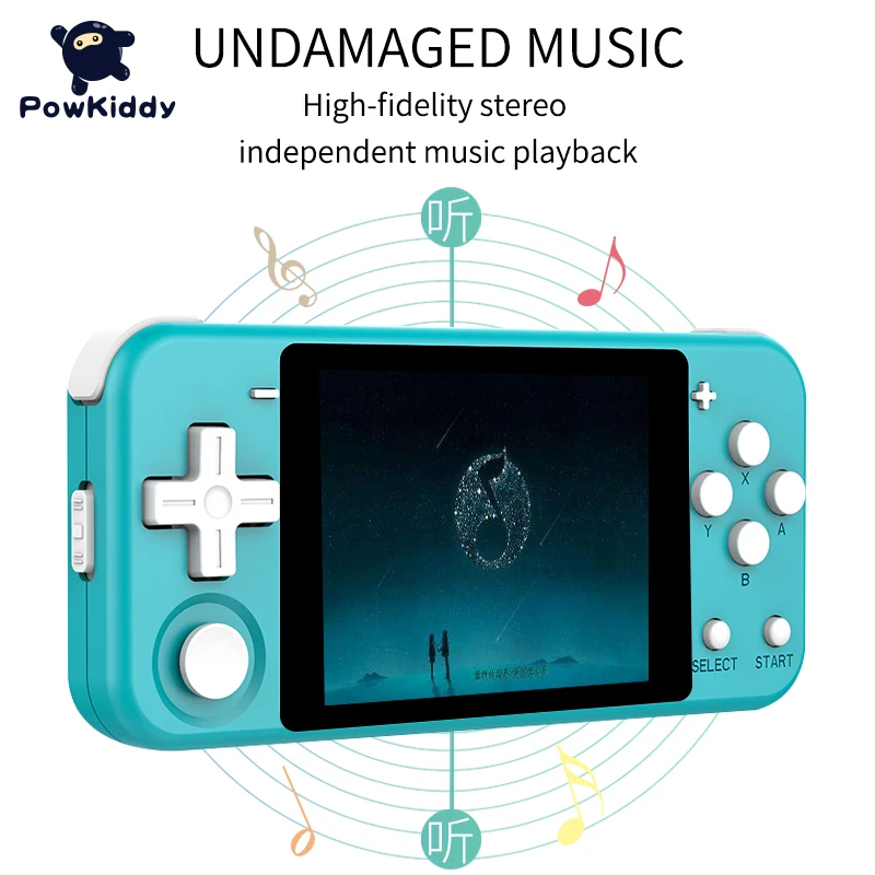 POWKIDDY Q90 3-inch IPS screen Handheld console dual open system game console 16 simulators retro PS1 kids gift 3D new games