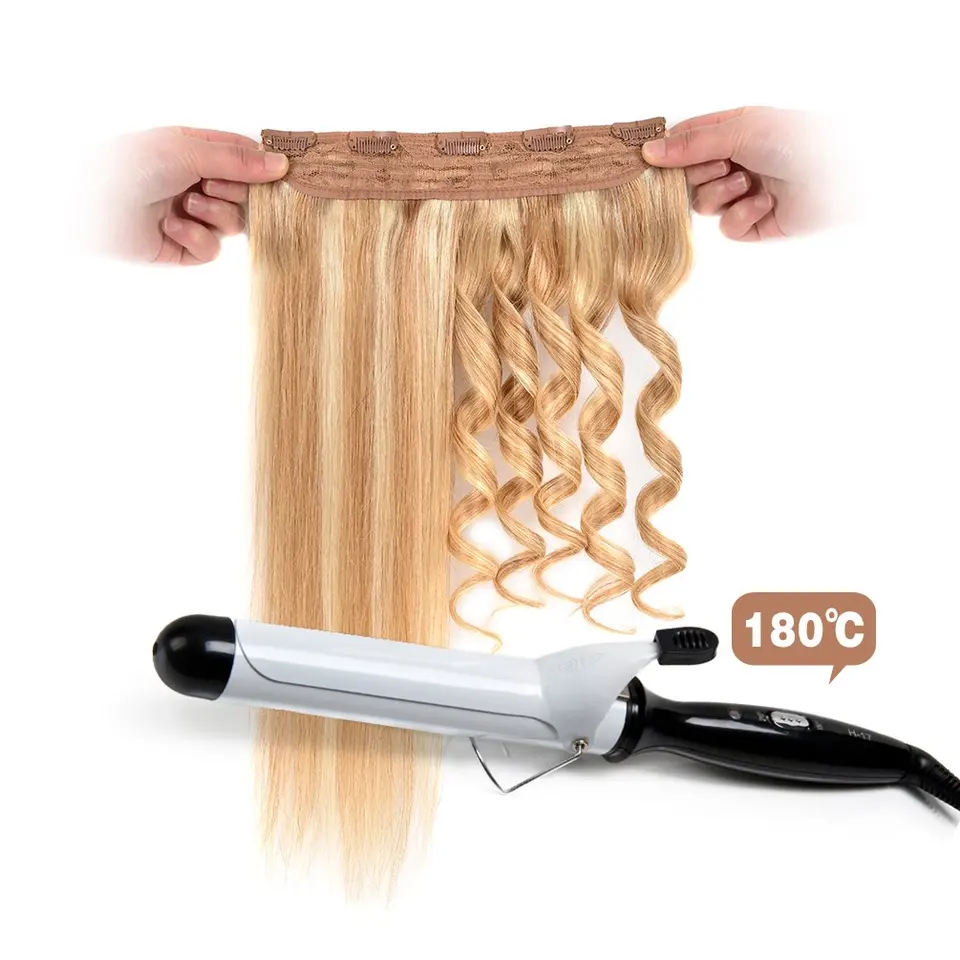 MERISIHAIR 32 Pulgadas Extensiones de Cabello Sintéticas Una Pieza 5 Clips Largo Lacio Fibra de Alta Temperatura Negro Marrón Postizo 6
