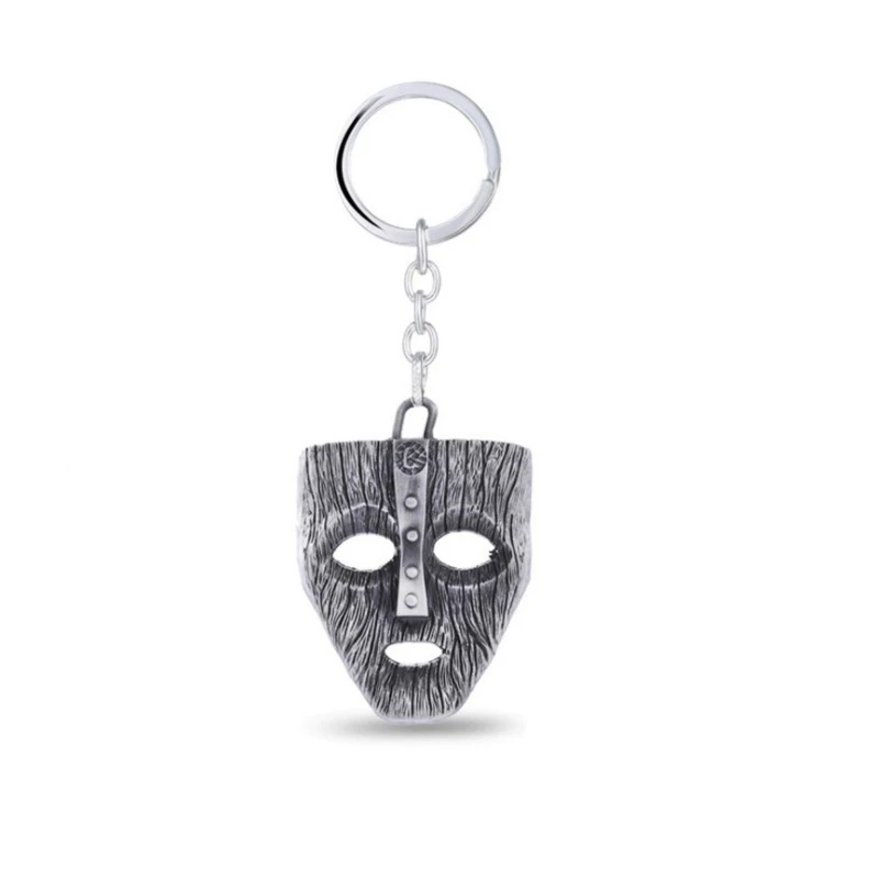 Trinket Comdy The Mask Keychain For Men Jim Carrey Mask Key Chains Key Ring Hollow Mini Key Holder Porte Cle