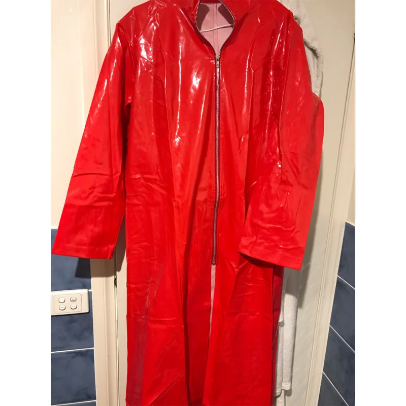 Nach Größe Plus Größe 6XL Rot Blau Rosa Frauen PU Faux Leder jacke Sexy wet Look Lange PVC Lange Mantel