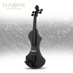 NAOMI Electric Violin Set Black Matte Elegant 4/4 Fiddle W/ Brazilwood Bow +Rosin+ Bridge++Audio Cable Student Violin 4/4