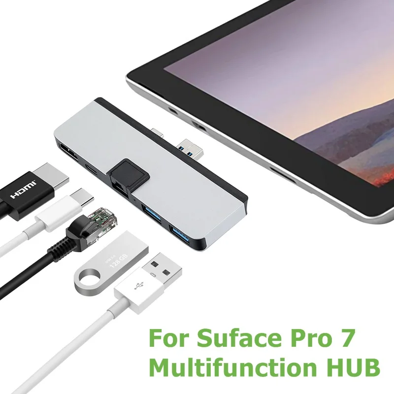 Multifunction USB Type C HUB Mini Displayport  To HDMI USB3.0 SD TF and Type-c Charging Power for Surfac pro Adapter