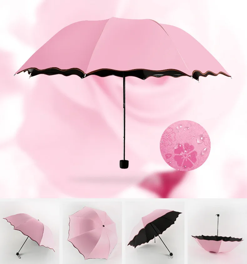 1PC Travel Parasol Folding Rain Umbrella Folding Anti-UV Sun/Rain Umbrella Female Gift Girls Anti-UV Waterproof Portable QA 213