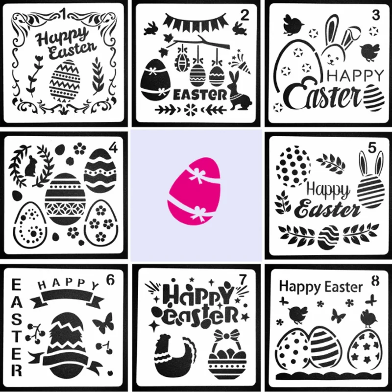 1 Sheet Happy Easter Stencils DIY Walls Layering Painting Template Decoration Scrapbooking Diary Coloring Embossing Reusable