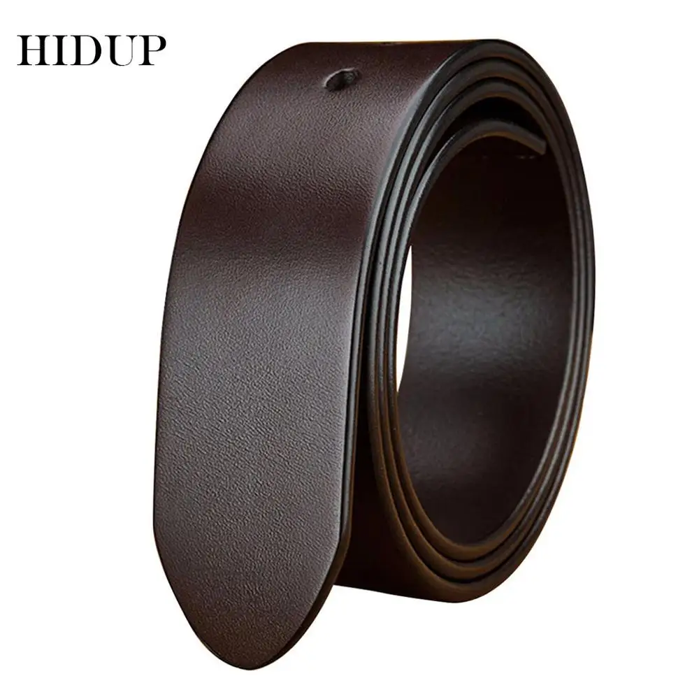 HIDUP Top Quality Pure Solid Cowhide Leather for Pin Smooth Belts Men Cow Strap Vintage Belts 38mm Width Without Buckle NWJ627