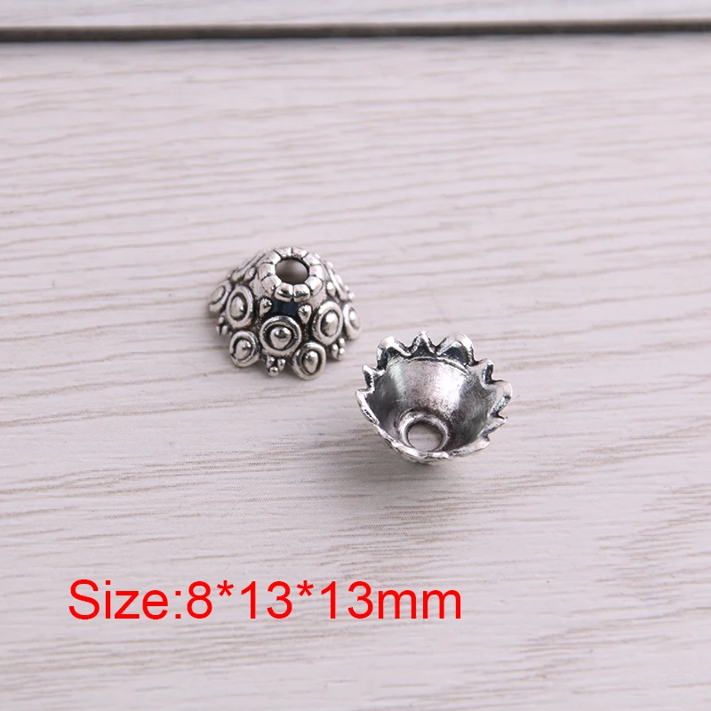 SWEET BELL  70pcs 8*13*13mm Two Color Receptacle Hollow Flower DIY Spaced Jewelry Accessories Charms For Jewelry Making