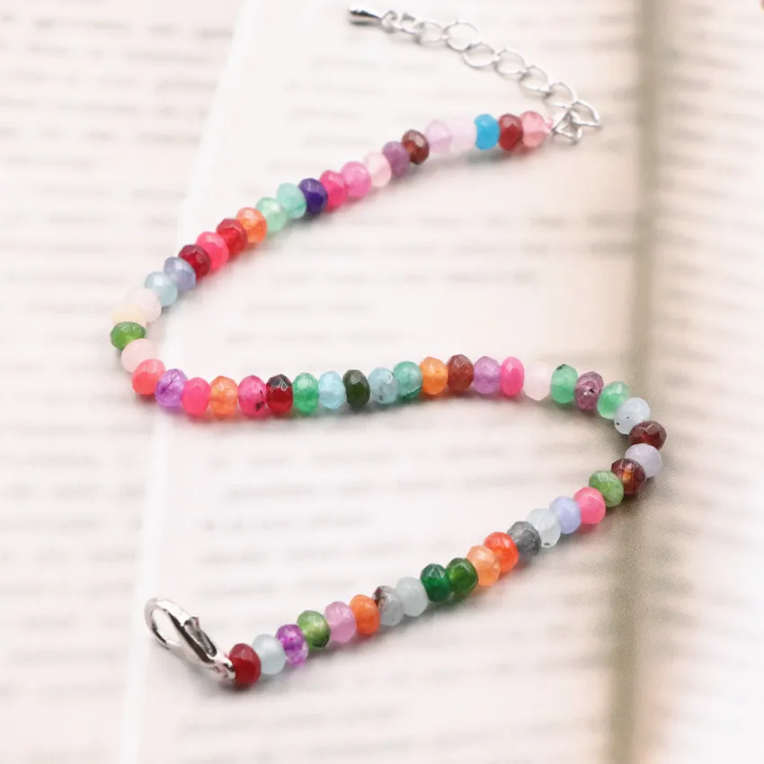 Multicolor Natural Stone Necklace Bracelet for Women Crystal Beads Choker Chain Party Wedding Exquisite Jades Jewelry Gift B107 image 5