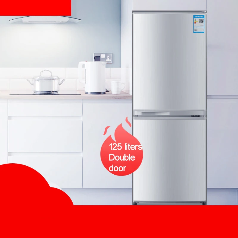 Household Refrigerator 125L Energy-Saving Silent Small Refrigerator Small Double Door Refrigeration Freezer 220V