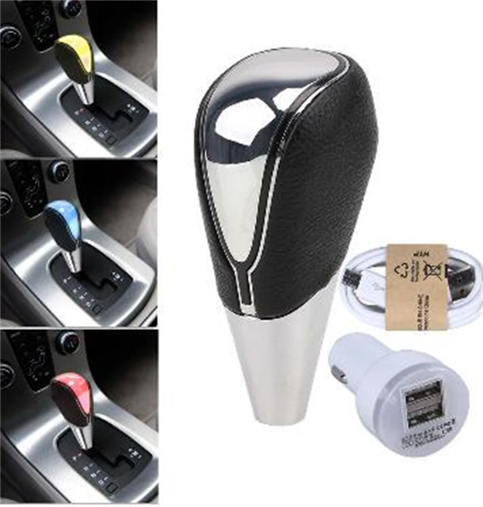 7 Colors Changeable Car Touch Sensor LED Lighted Gear Shift Knob Light 5 6 Speed Leather Gear Handball Shifter Knobs