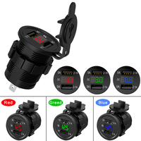 10 Pcs/set 3.1A 12-24v Auto Motorcycle Cigarette Lighter Dual USB Ports Car Charger Socket + LED Digital Voltmeter Meter Display