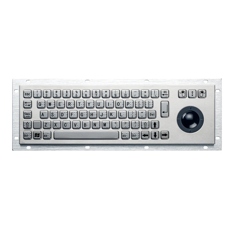 Panel Mount Braille Industrial Stainless Steel Keyboard with Resin Trackball for Self-Service Kiosk