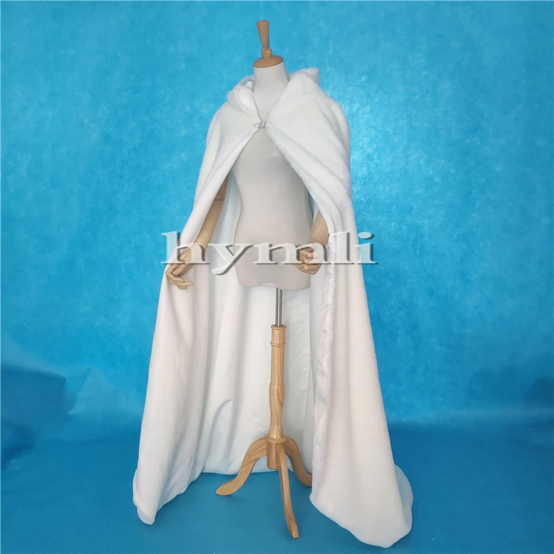 

New Ivory Thick Cloak Hooded Full Faux Fur with Satin Lining Wedding Cape Bridal Cloak Renaissance Medieval Clothing