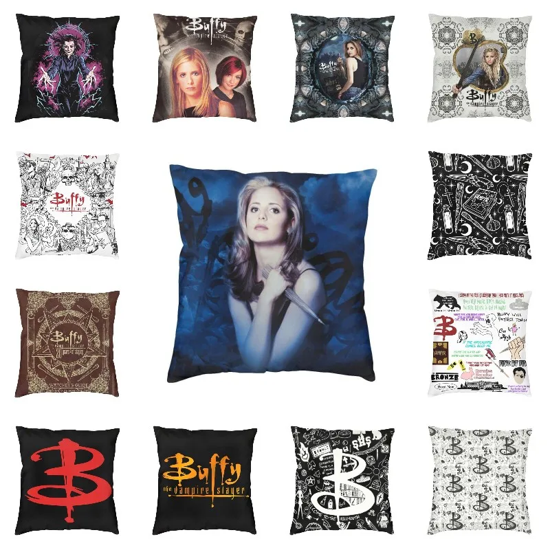 Funda de cojín de lujo de Buffy The Vampire Slayer, suave, Horror Supernatural con TV, funda de almohada para sofá, decoración del hogar