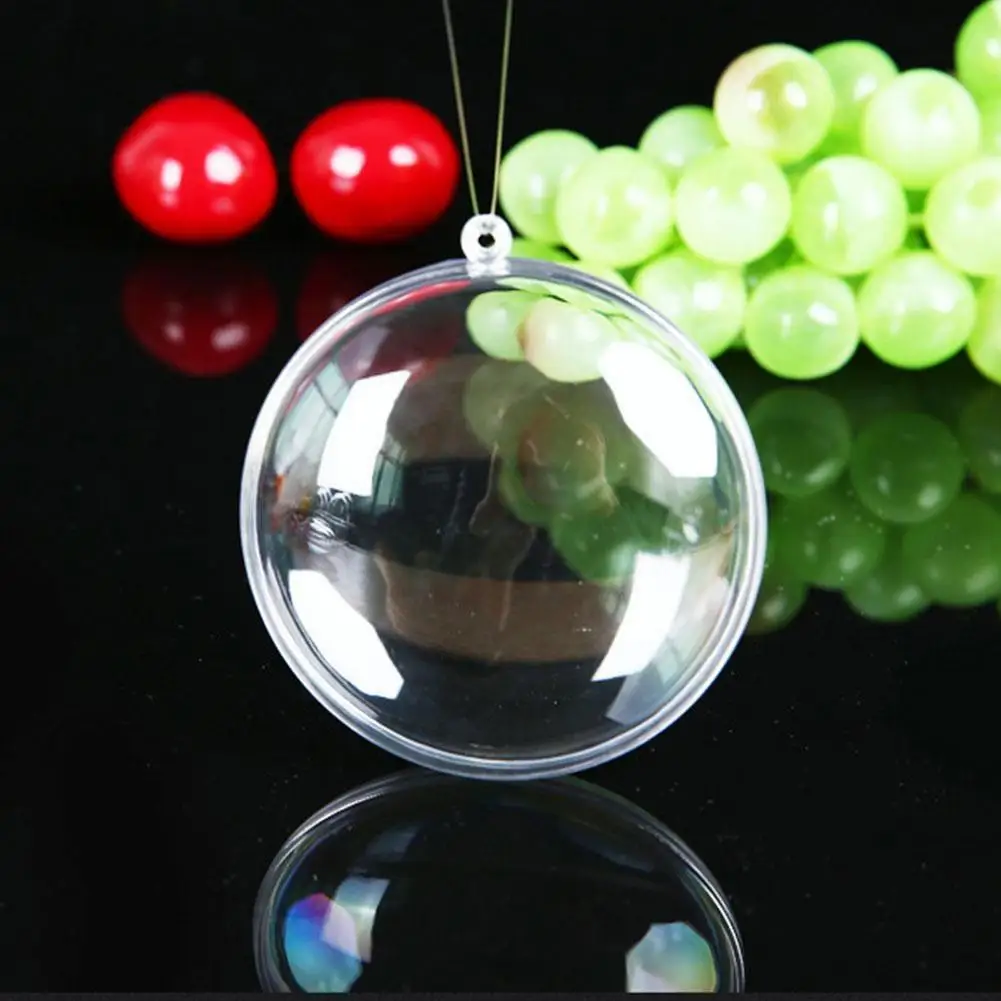 10pcs Plastic Clear Flat Ball Christmas Ornament Wedding New Xmas Candy Gift Decoration Hanging Year Pendant Box Party E4q3