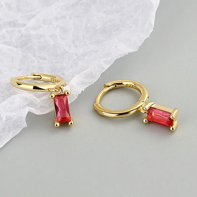 Picture 4: FOXANRY Prevent Allergy Silver Color Stud Earrings for Women Trend Elegant Simple Sparkling Colorful Zircon Bride Jewelry