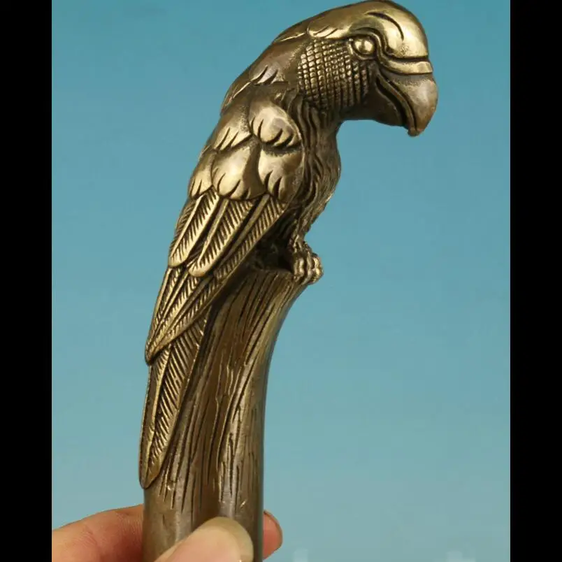 Animal eagle head pure copperGothic Old Brass Handmade Parrot Statue Cane Walking Stick Head Umberlla Handle