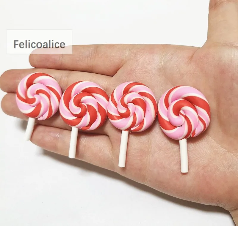 8 Stück Cabochons aus Kunstharz mit flacher Rückseite, Pastell-Konfetti-Charms, Süßigkeiten, Lutscher, Süßigkeiten, weicher Ton für Kinder, DIY-Telefondekoration – Detail 19