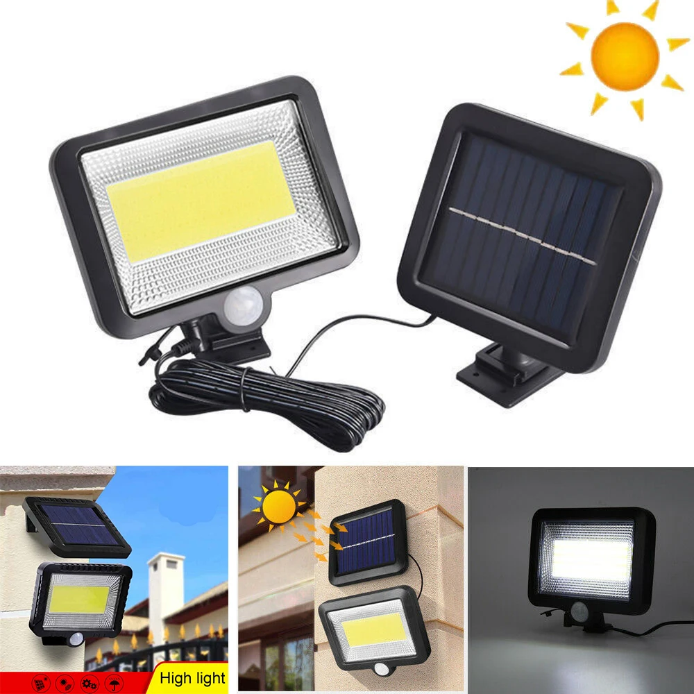 

LED COB Light Solar Powered PIR Motion Sensor Security Flood Lamp Wall Lights Outdoor Garden Lighting for Yard Path