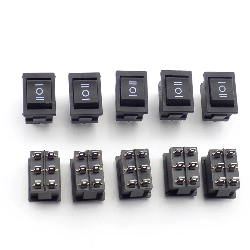 5pcs Switch boat Rocker On/Off Switch  6 Feet 3 mode AC 125V 10A AC 250V 6A Power Push Button 21*15mm