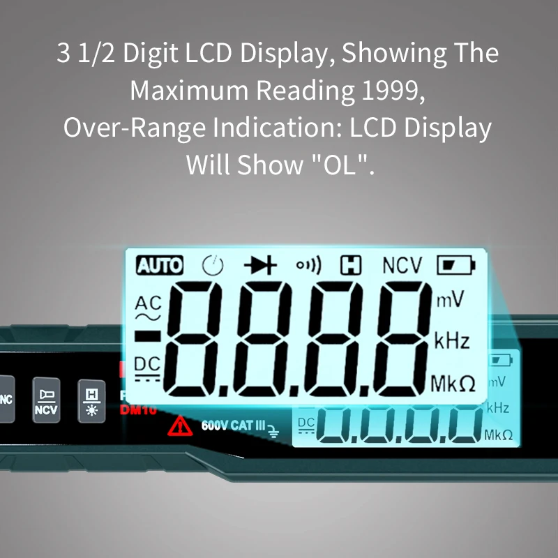 HANMATEK DM10 pen type digital multimeter non-contact ACV/DCV handheld electronic tester