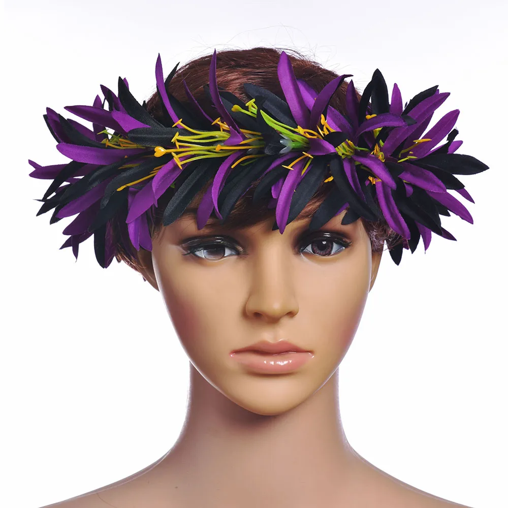 MIXED COLOR Free Shipping HL0004B-13 5Color 50Pcs/lot 50Cm Artificial Velvet Spider Lily Headband Hawaii Hula Girl Headwear