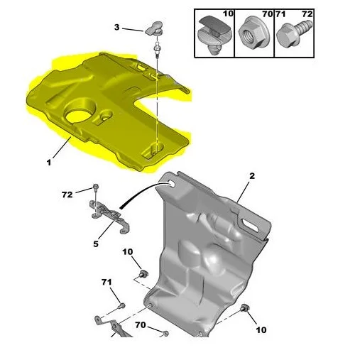 MOTOR TOP PROTECTION COVER C3-DS3-DS4-DS5-C ELYESE-207-208-2008-308-301-508-3008-4008-5008-PARTNER HILL 1.6HDİ EURO5 0137.F9-0137.J0