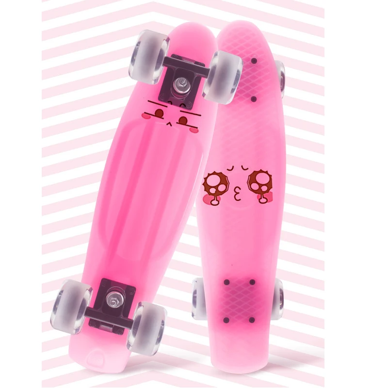 Jelly Pink-monopatín antideslizante para hombre, patineta Retro de 57x15cm, ruedas de PVC, plataforma PP, Mini Cruiser Penny, Longboard Pastel