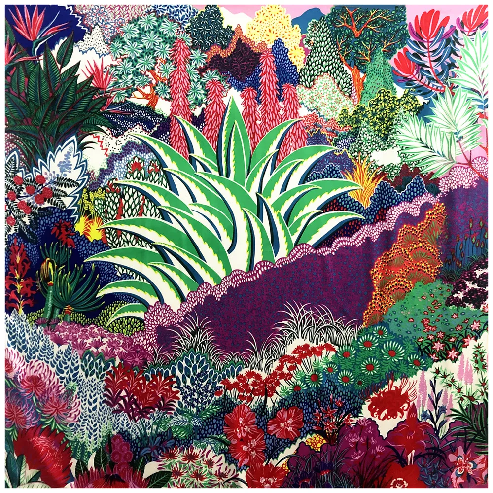 

130cm Luxury Brand Jungle Big Square Scarf New Garden Twill Silk Scarf Women Kerchief Scarves For Ladies Fashion Shawl Echarpe