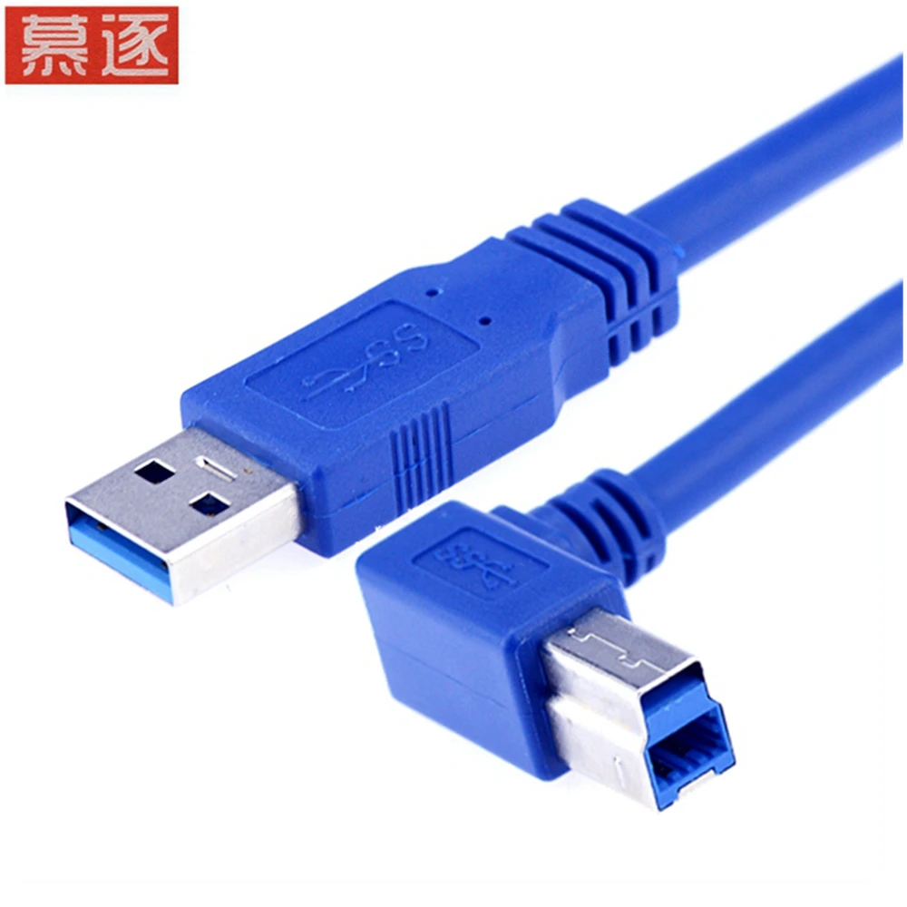 USB 3,0 Typ A Stecker auf B Stecker 90 grad ellenbogen Abgewinkelt Drucker Kabel Blau 0,6 m 1m 1,8 m 3m