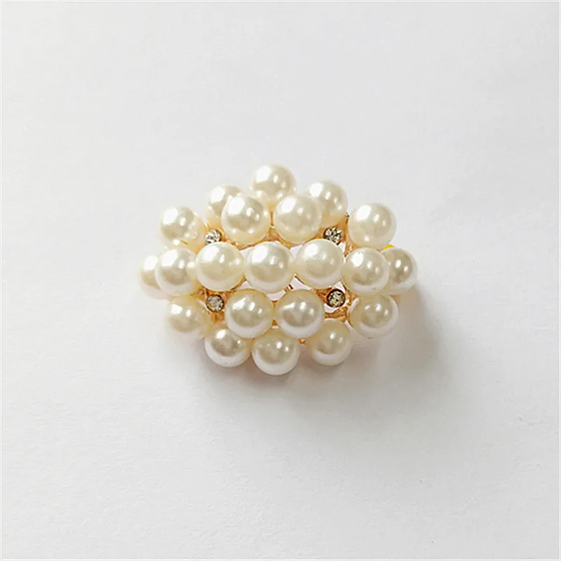 5 pcs/lot  Faux Pearl Buttons Oval Rhinestone Buckles Scrapbooking Accessories Jewelry Buttons For Clothing Craft Supplies